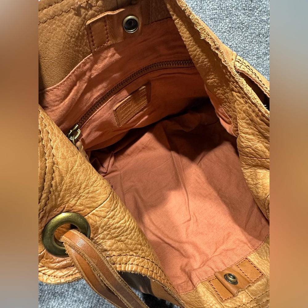 Lucky Brand Distressed Leather Hobo in Cognac Brown GB007 - Picture 12 of 15